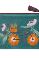 Petal Power Embroidered Flat Pouch L7" W9.75"