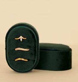 Velvet Jewelry Box - Small Oval - Emerald