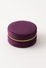 Circle Bon Voyage Jewelry Box D3" H2" - Amethyst