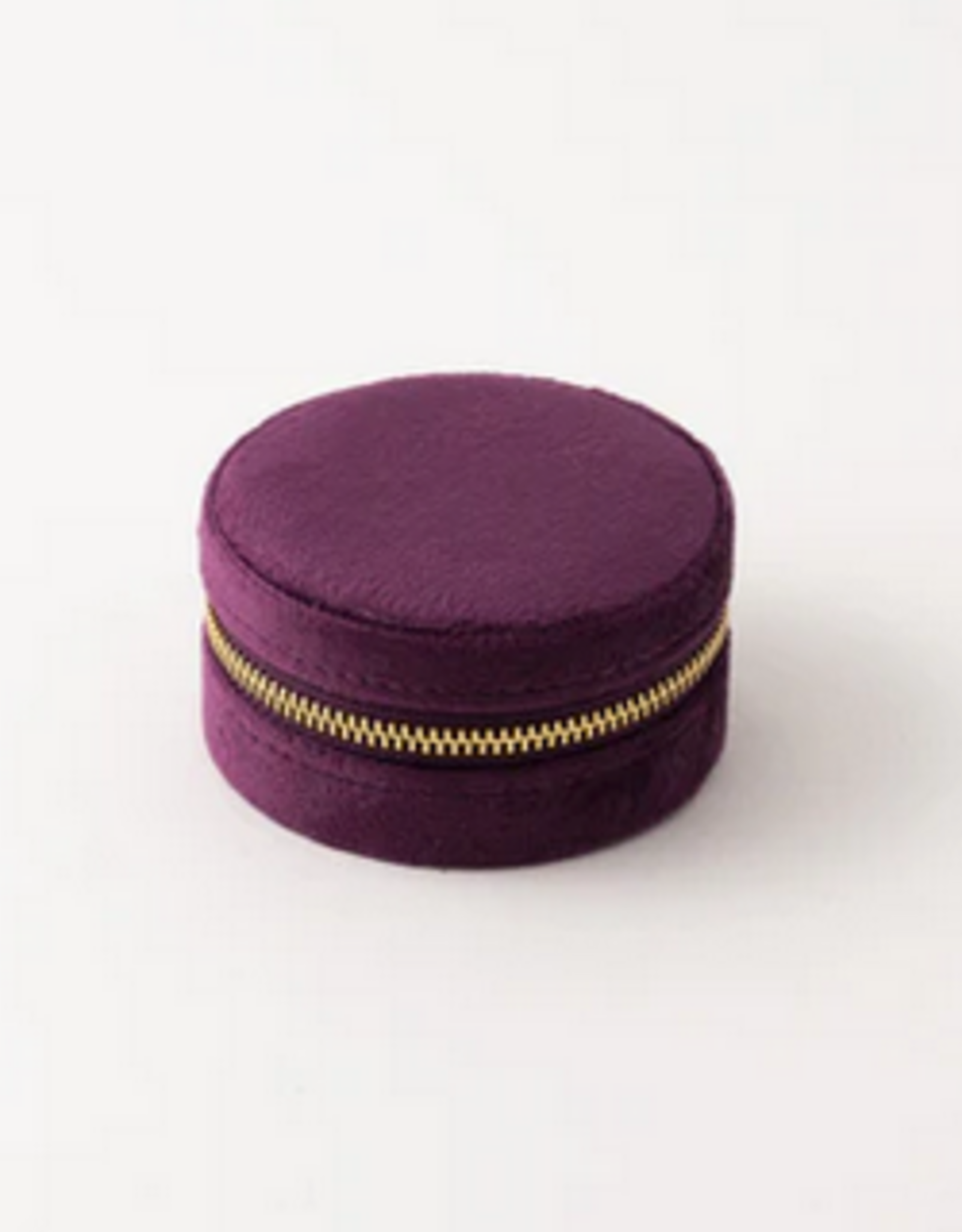 Circle Bon Voyage Jewelry Box D3" H2" - Amethyst