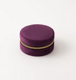 Circle Bon Voyage Jewelry Box D3" H2" - Amethyst