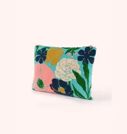 Blue Blooms Cotton Tufted Pouch