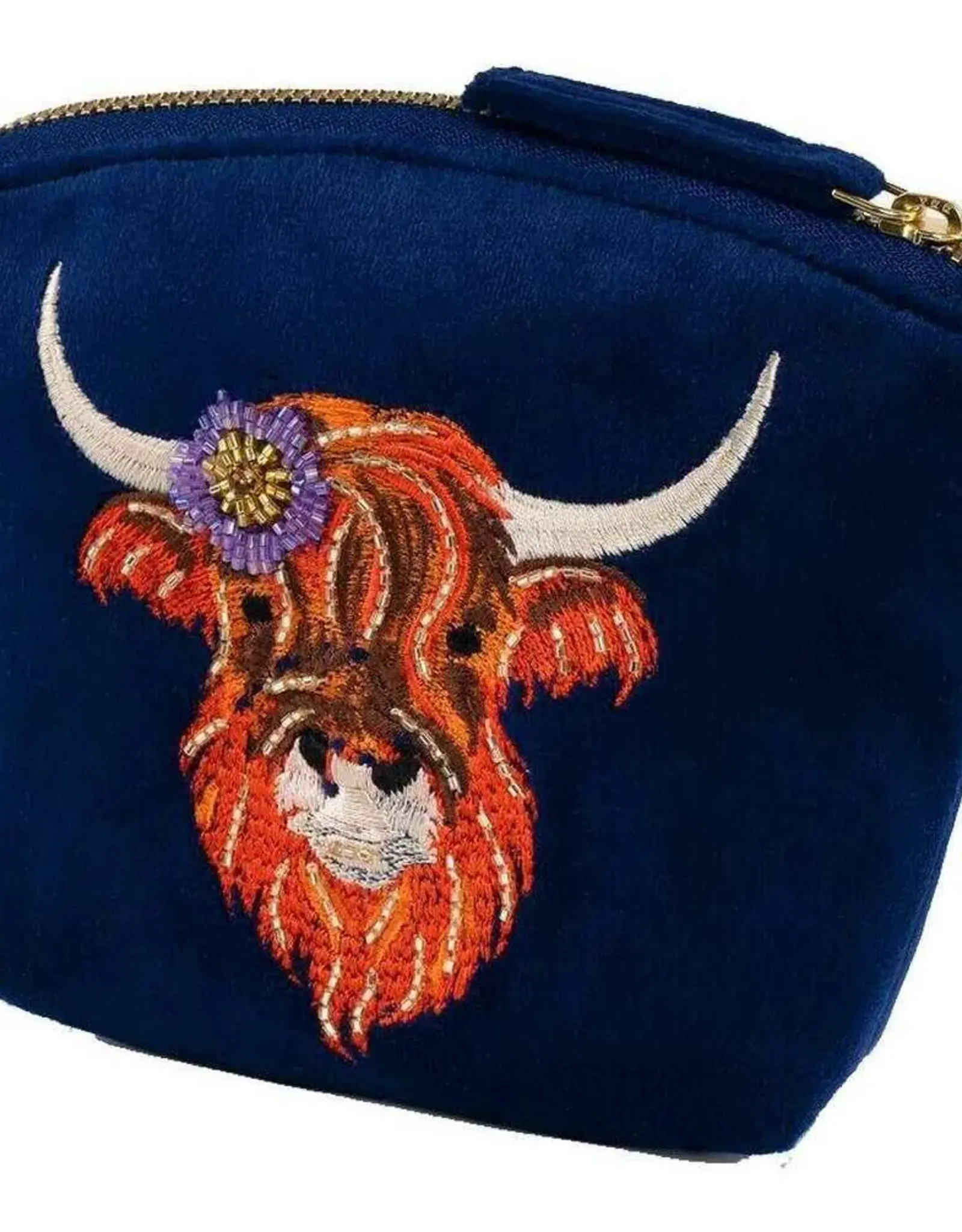 Highland Cow Velvet Mini Pouch