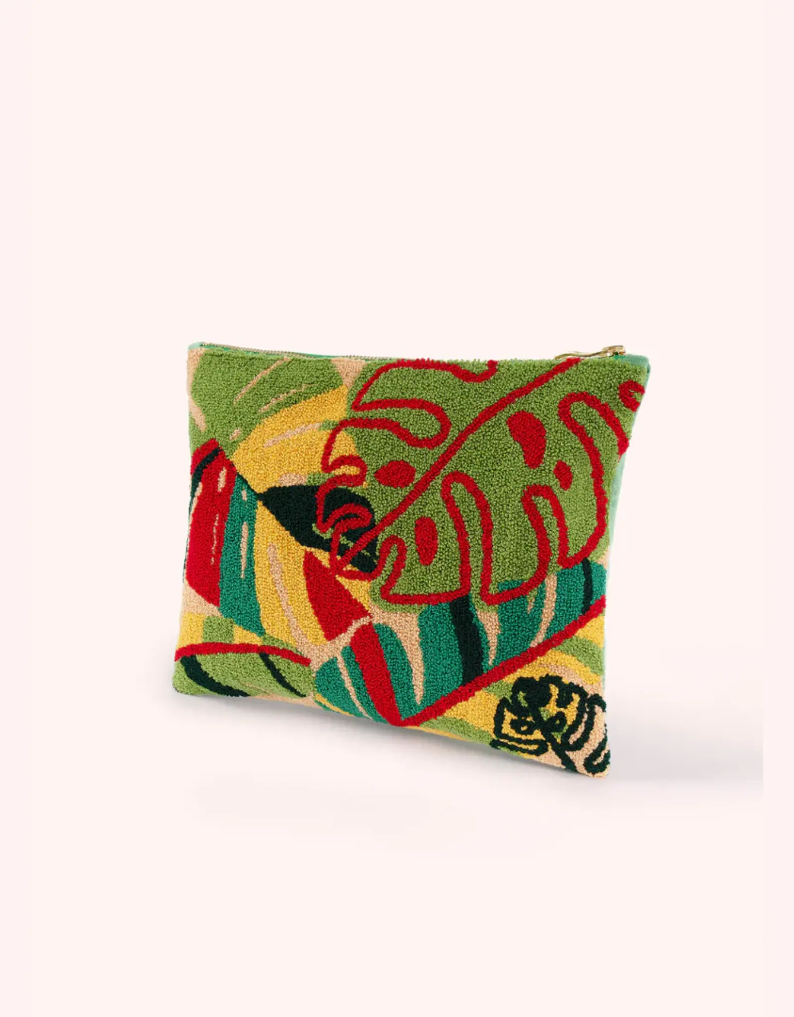 Exotic Leaves Cotton Tufted Pouch