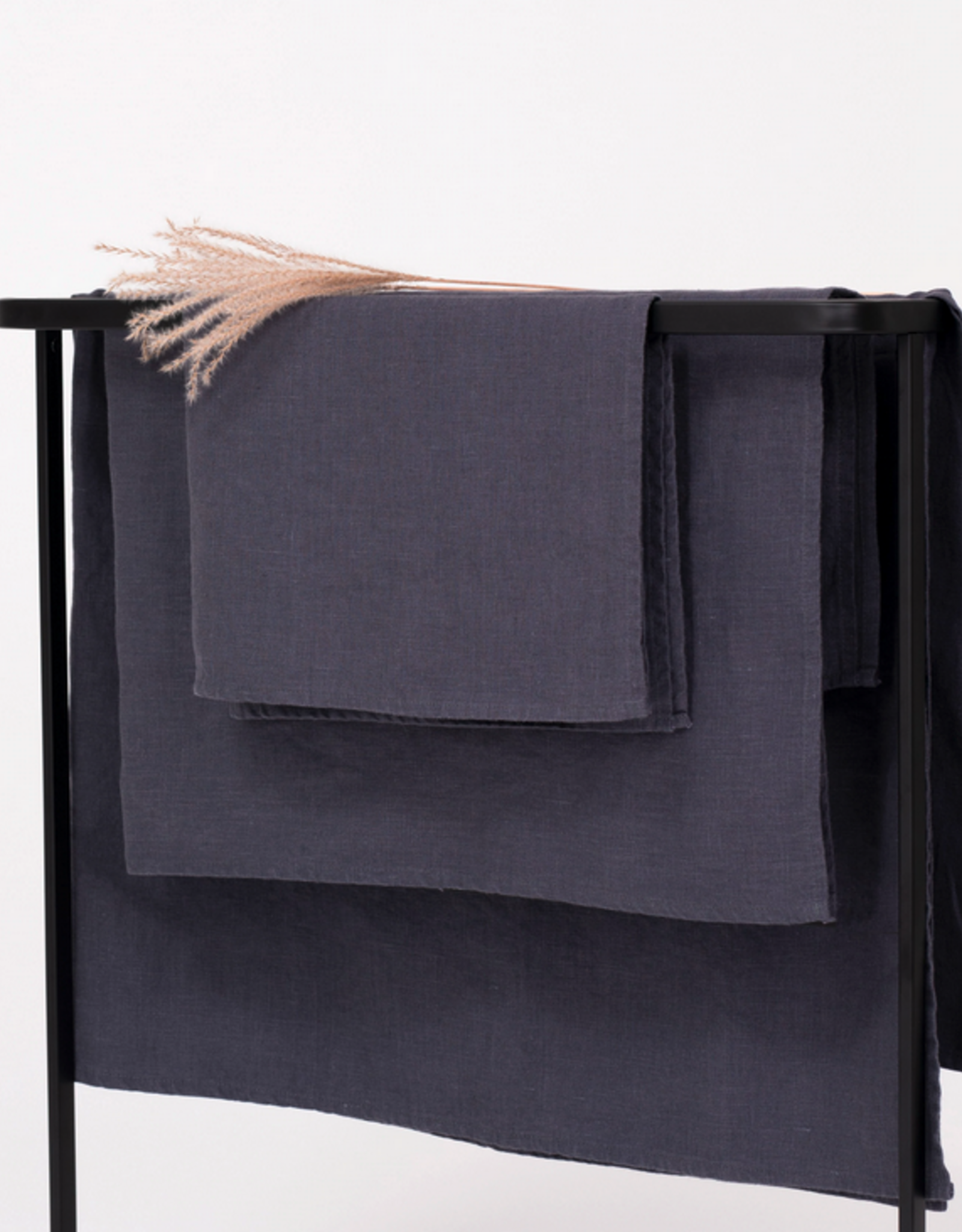 Dark Grey Plain Linen Bath Towel L55" W39"