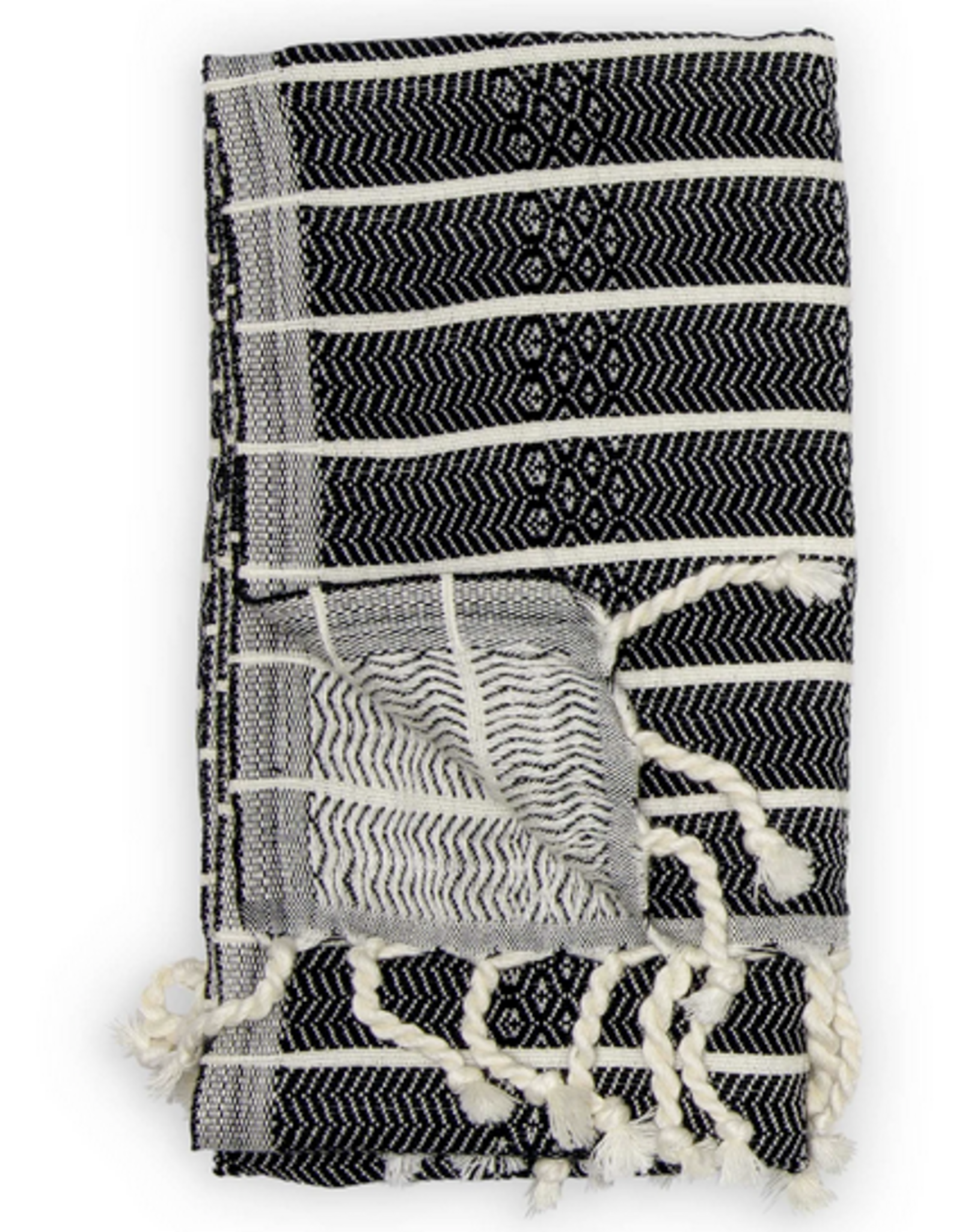 Monochrome Stripe Bamboo Turkish Hand Towel