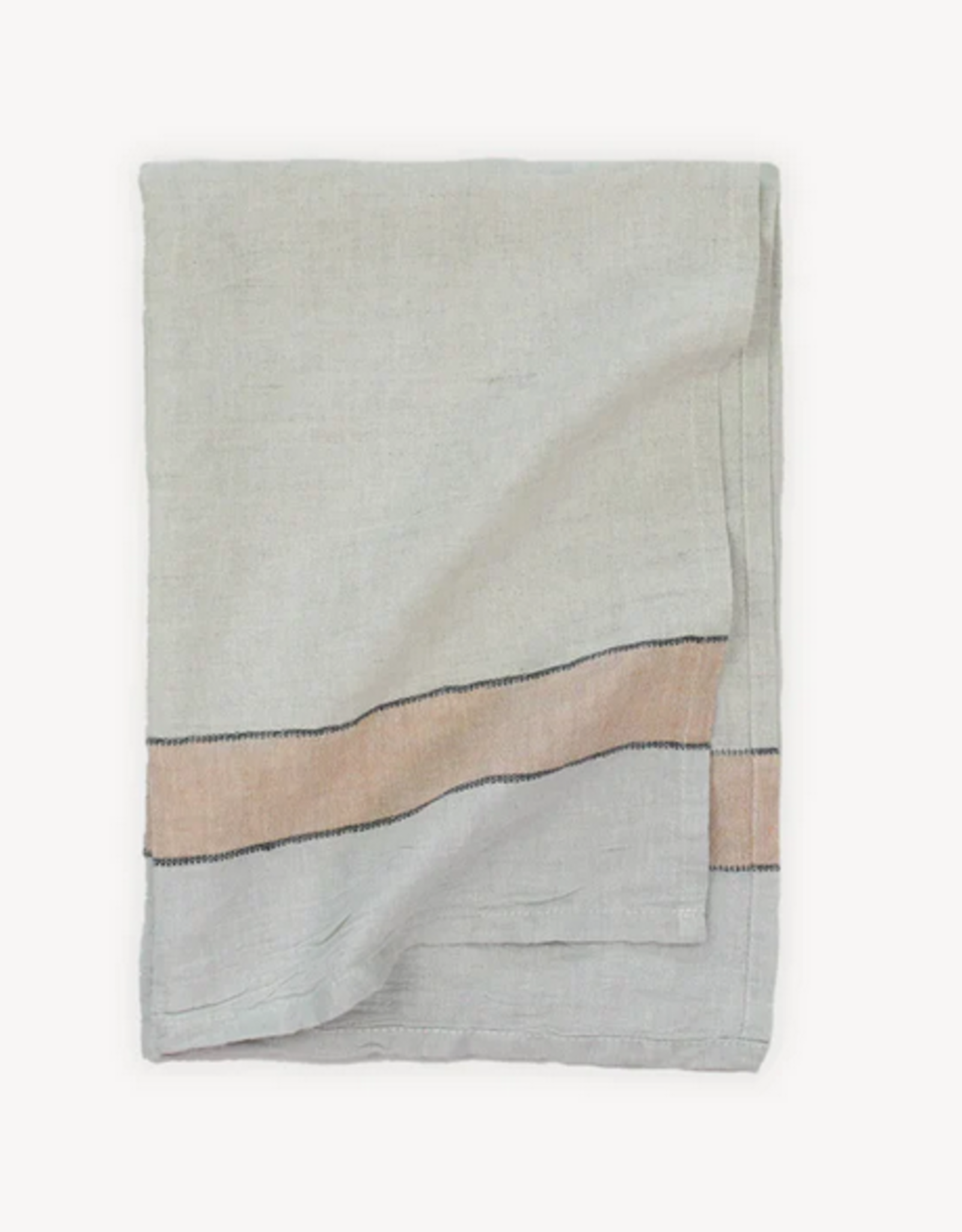Natural/Mandarin/Grey French Stripe Hand Towel L29" W19"