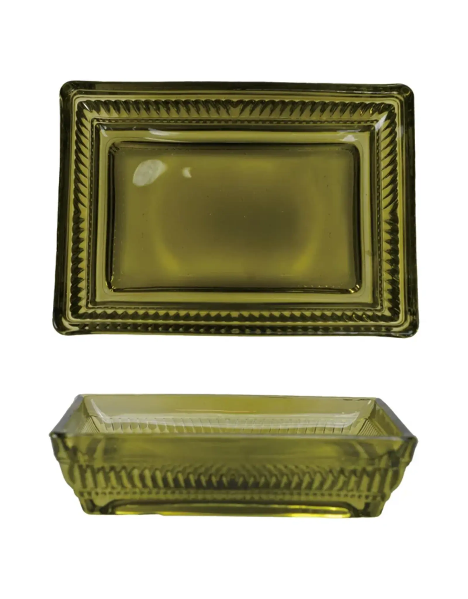 Olive Glass Soap Dish L5.25"