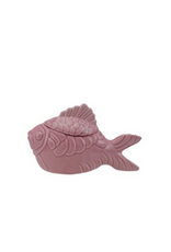 Pink Stoneware Fish Shaped Jar with Lid