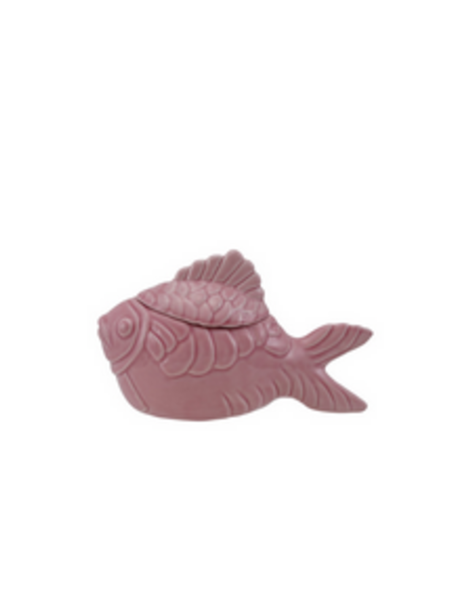 Pink Stoneware Fish Shaped Jar with Lid