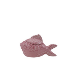 Pink Stoneware Fish Shaped Jar with Lid