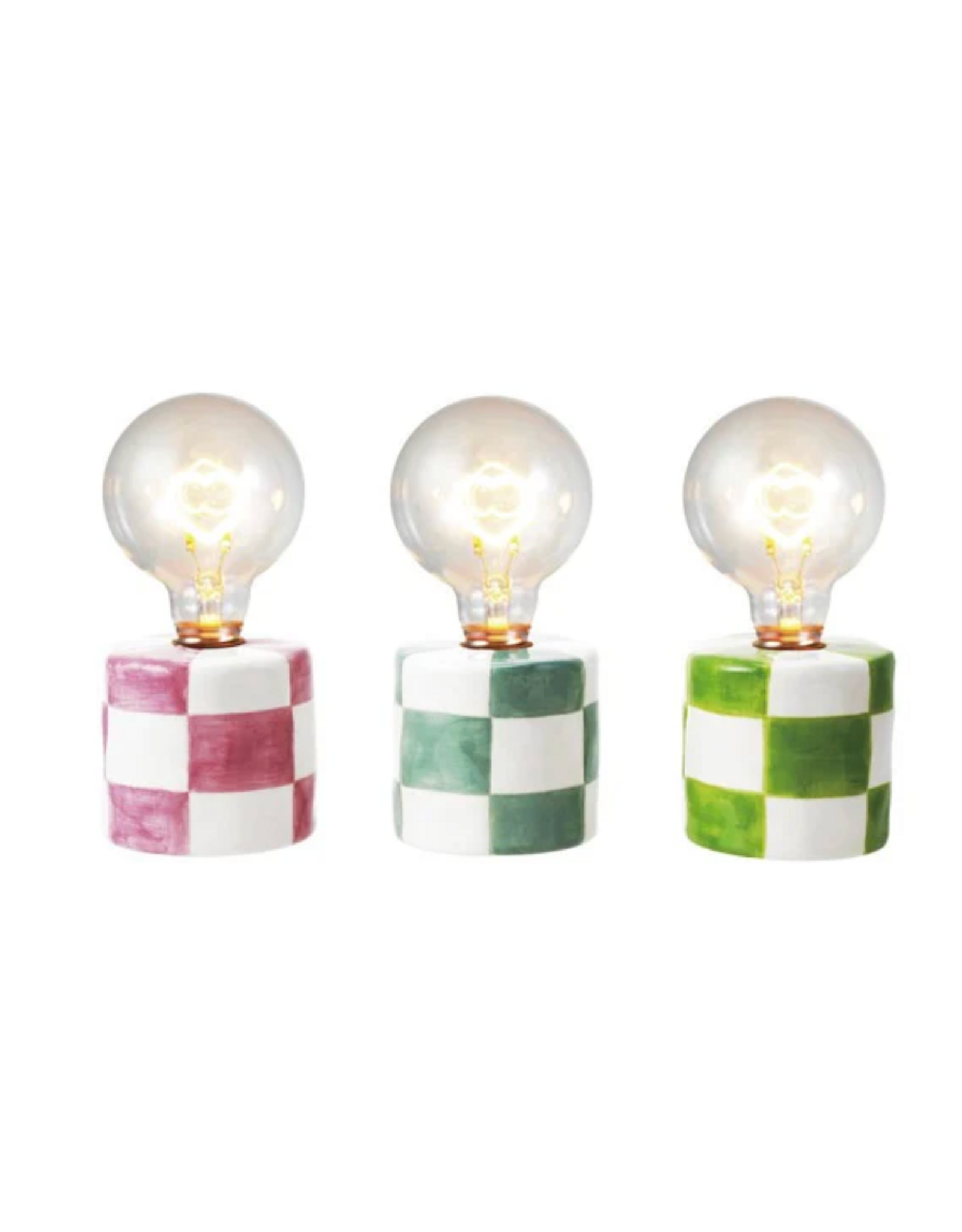 Ceramic LED Light with Checker Pattern H6.75" - Assorted