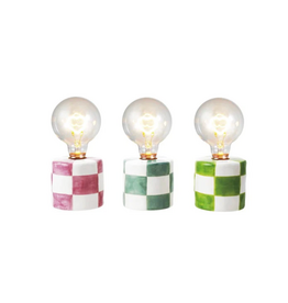 Ceramic LED Light with Checker Pattern H6.75" - Assorted