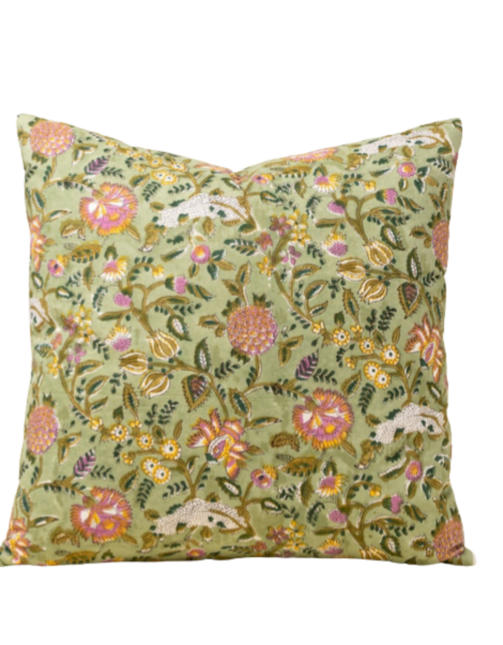 Green Block Print Pillow L20"