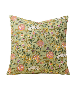 Green Block Print Pillow L20"