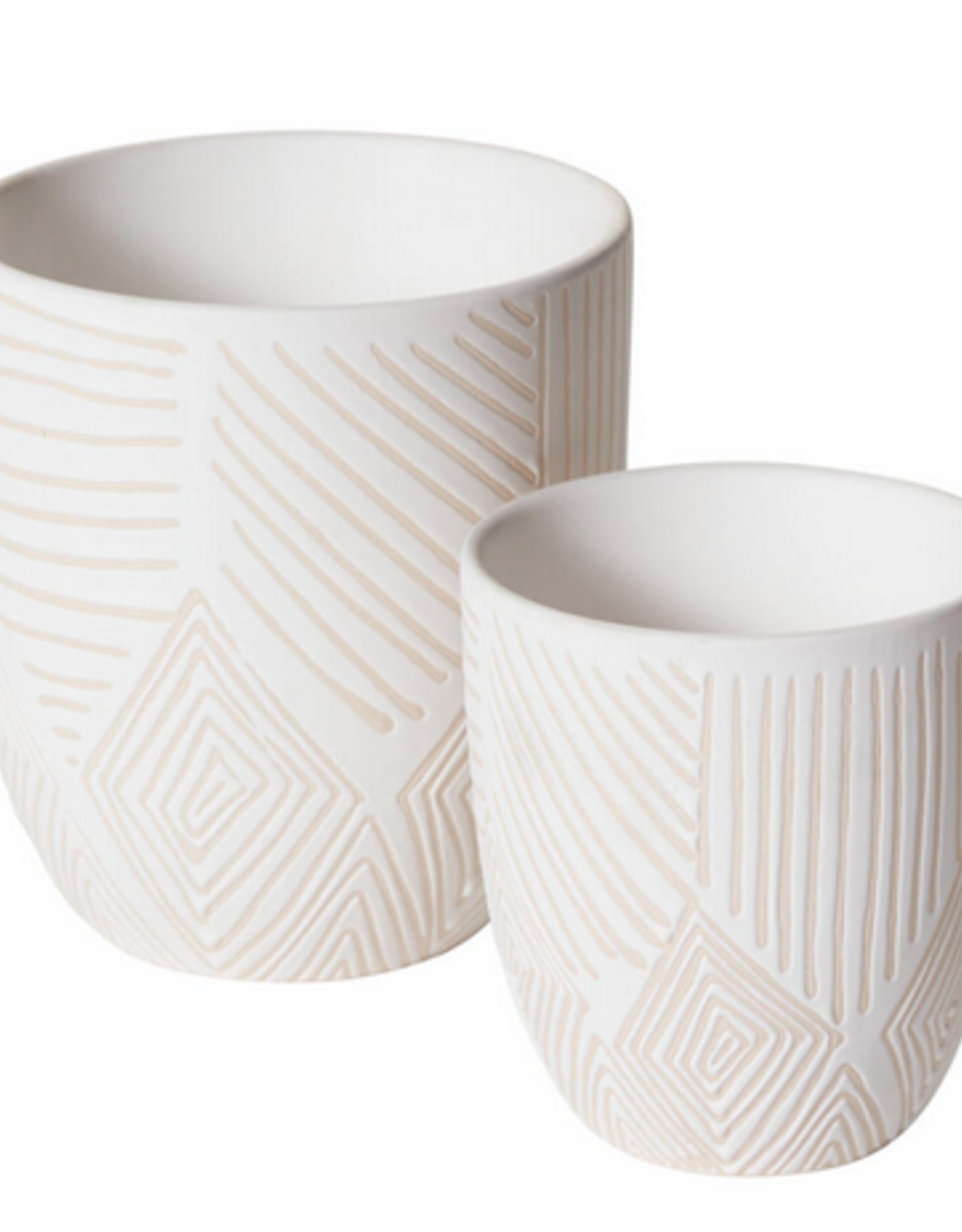 White Pfiefer Resist Inlay Pot