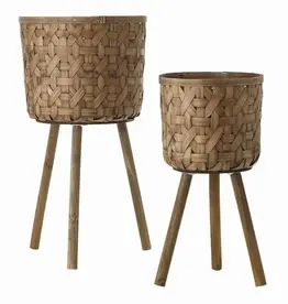 Bam Wicker Basket Plant Stand