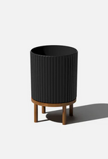 Small Black Demi Planter with Stand D10.5"H16"