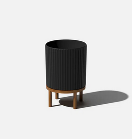 Small Black Demi Planter with Stand D10.5"H16"