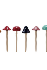 Mushroom Stoneware Plant Stake H7.5" - Assorted