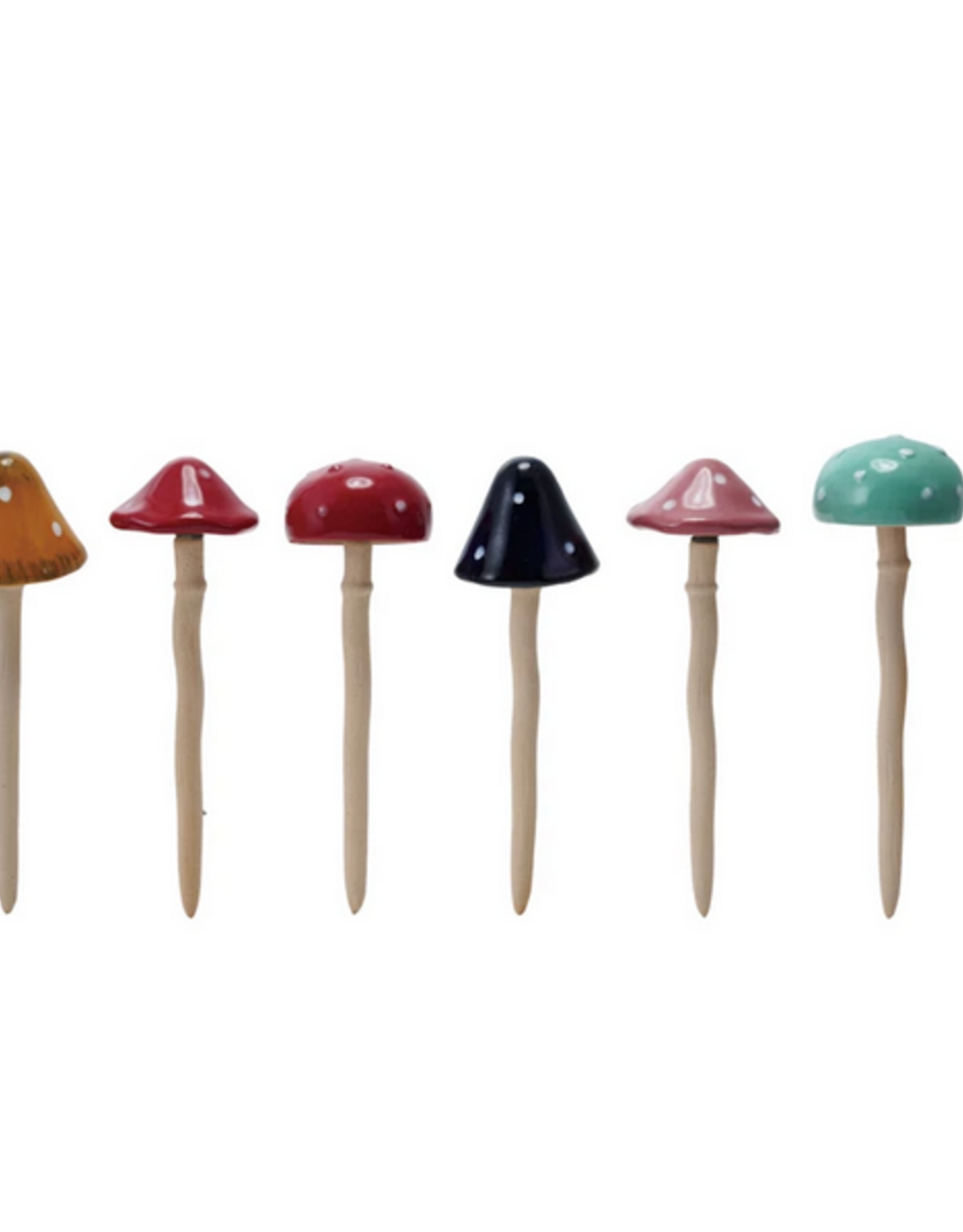 Mushroom Stoneware Plant Stake H7.5" - Assorted