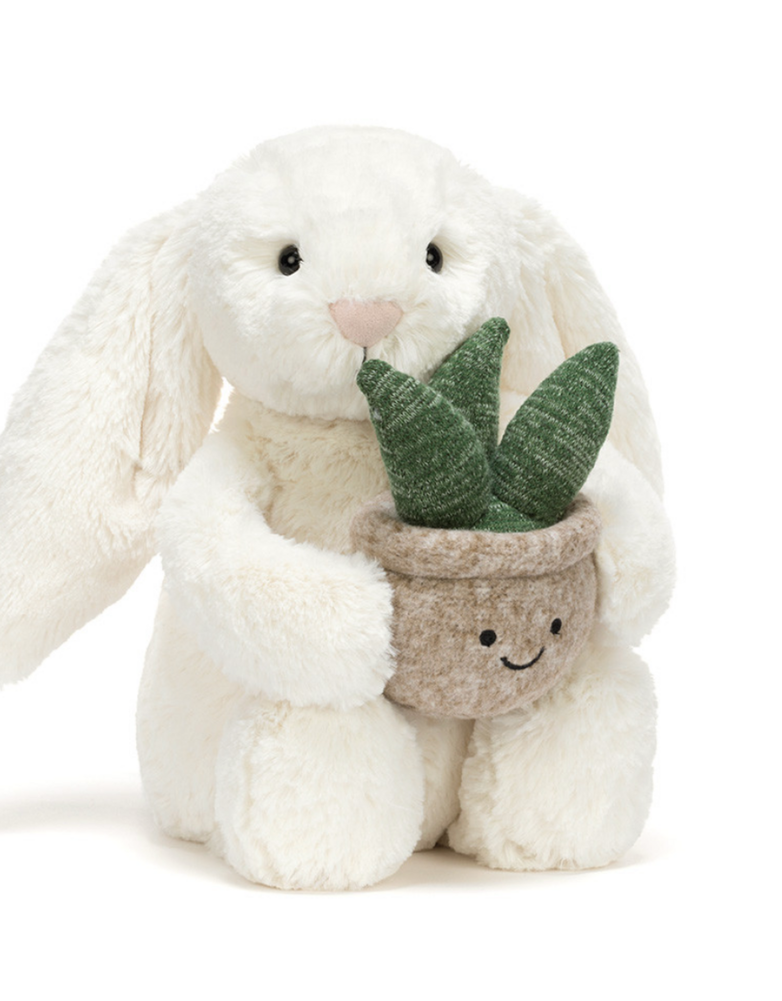 Cream Bunny with Plant