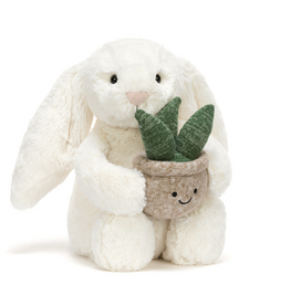 Cream Bunny with Plant