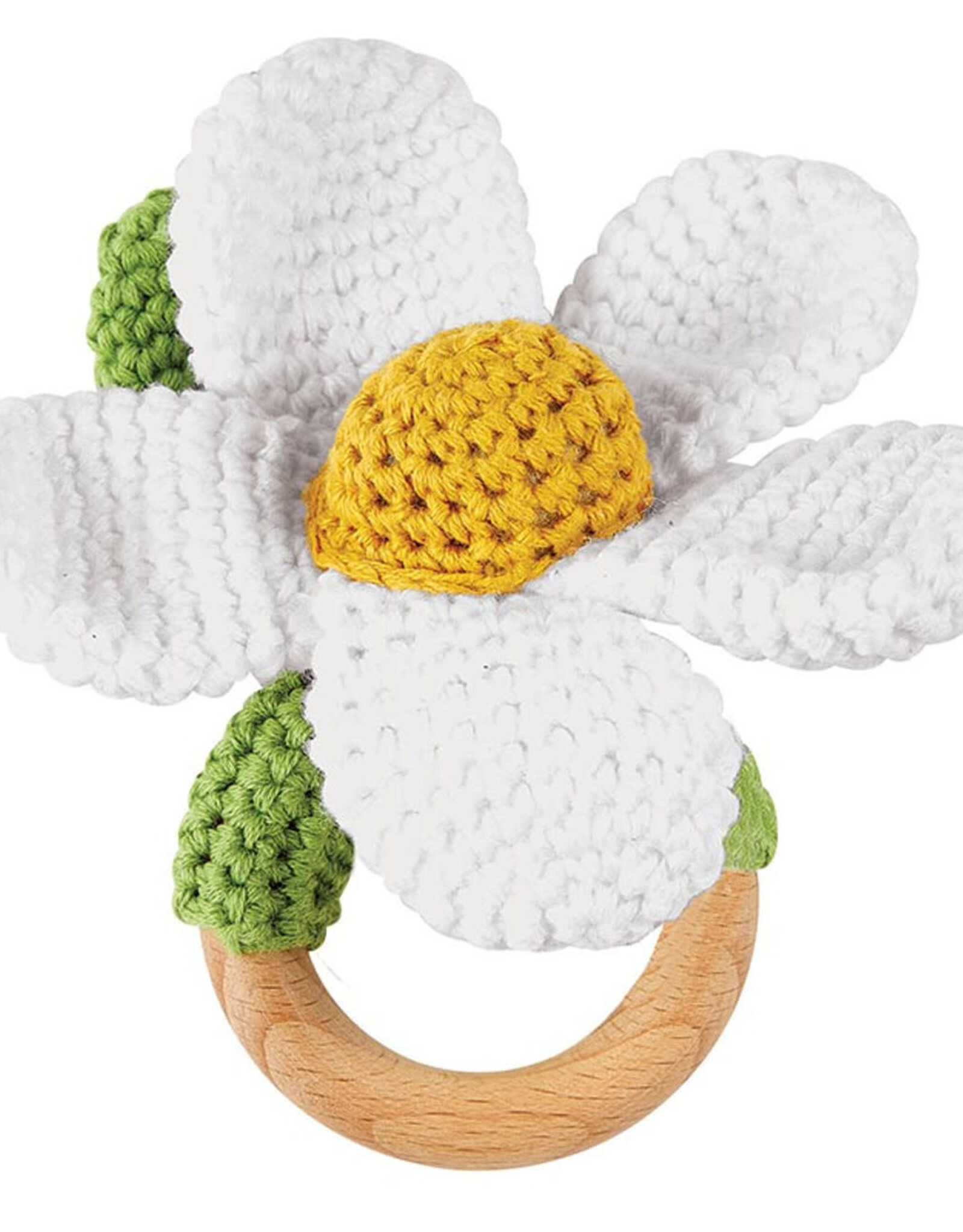 White Crochet Daisy Rattle