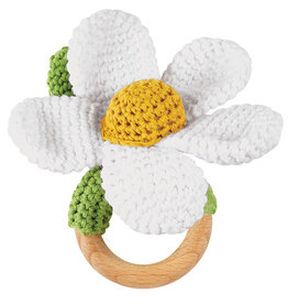 White Crochet Daisy Rattle