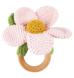 Pink Crochet Daisy Rattle