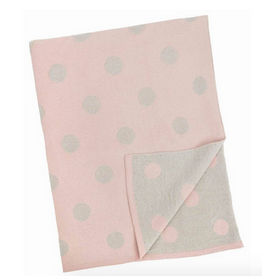Pink Polka Dot Cotton Baby Blanket L30" W40"