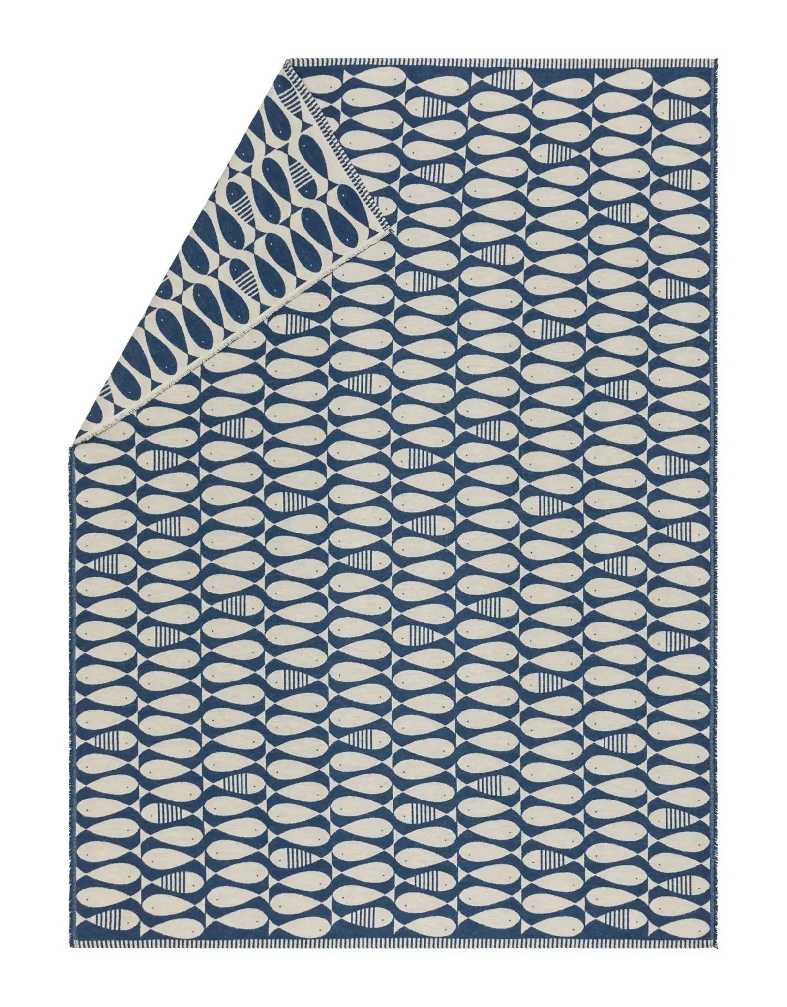 Luca Sardines Navy Cotton Throw L79" W55"