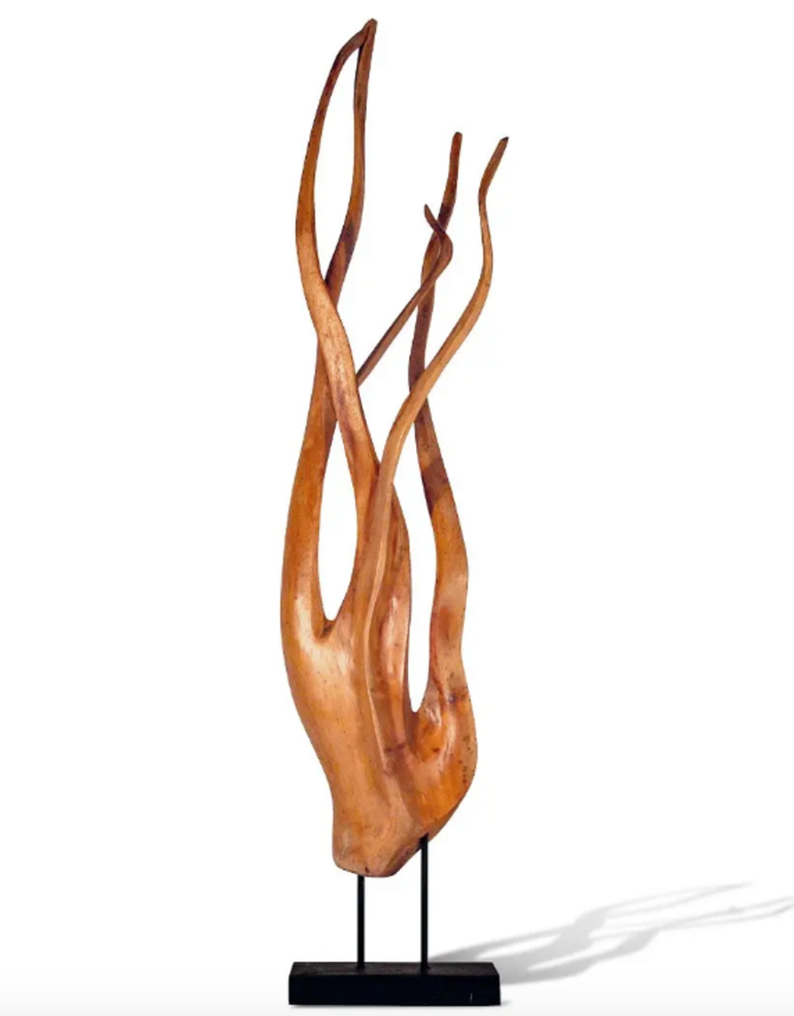 Teak Reach Sculpture on Stand H35"