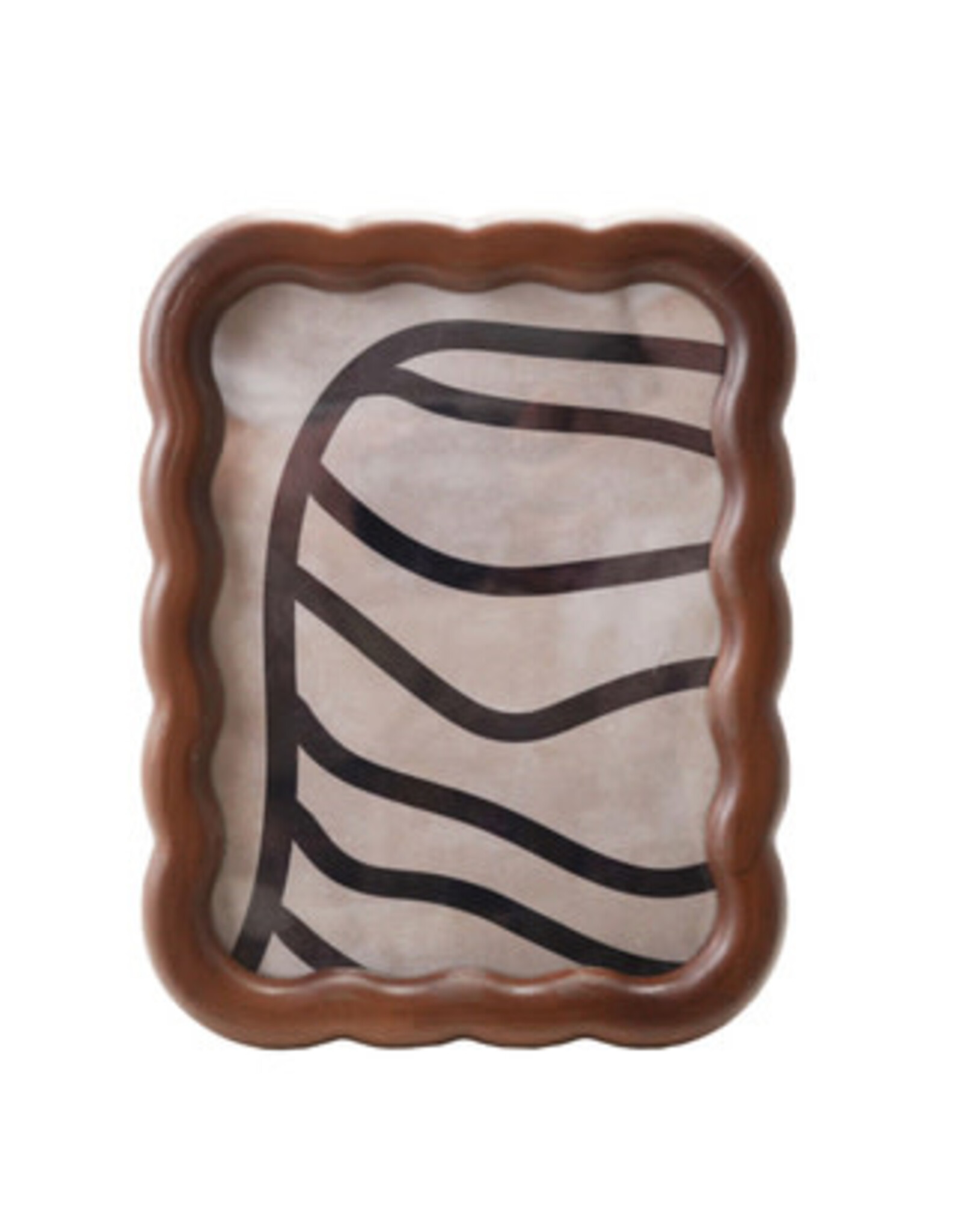 Walnut Rubberwood & MDF Scalloped Photo Frame