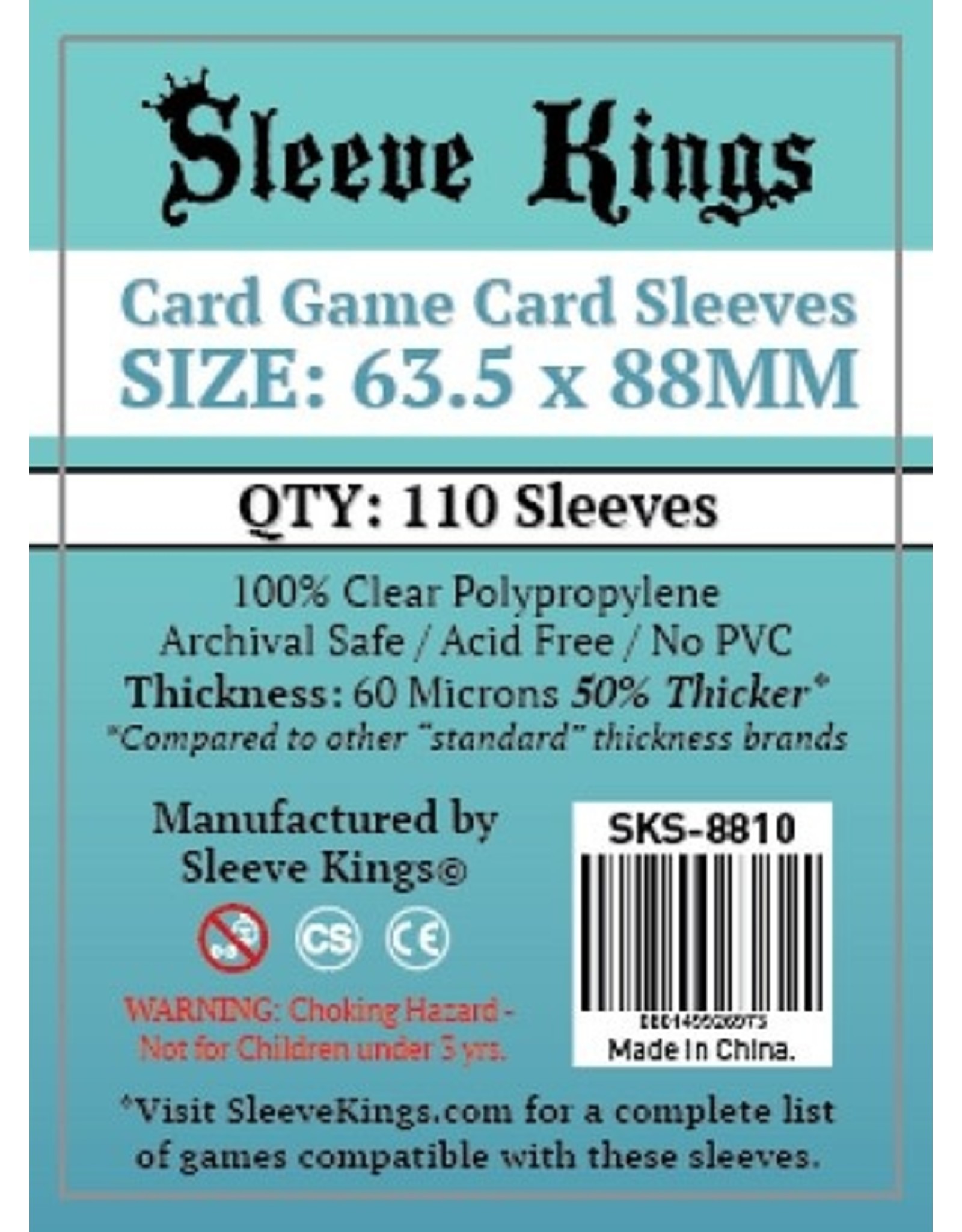 Sleeve Kings Card Game Sleeves 63.5mm X 88mm 110ct