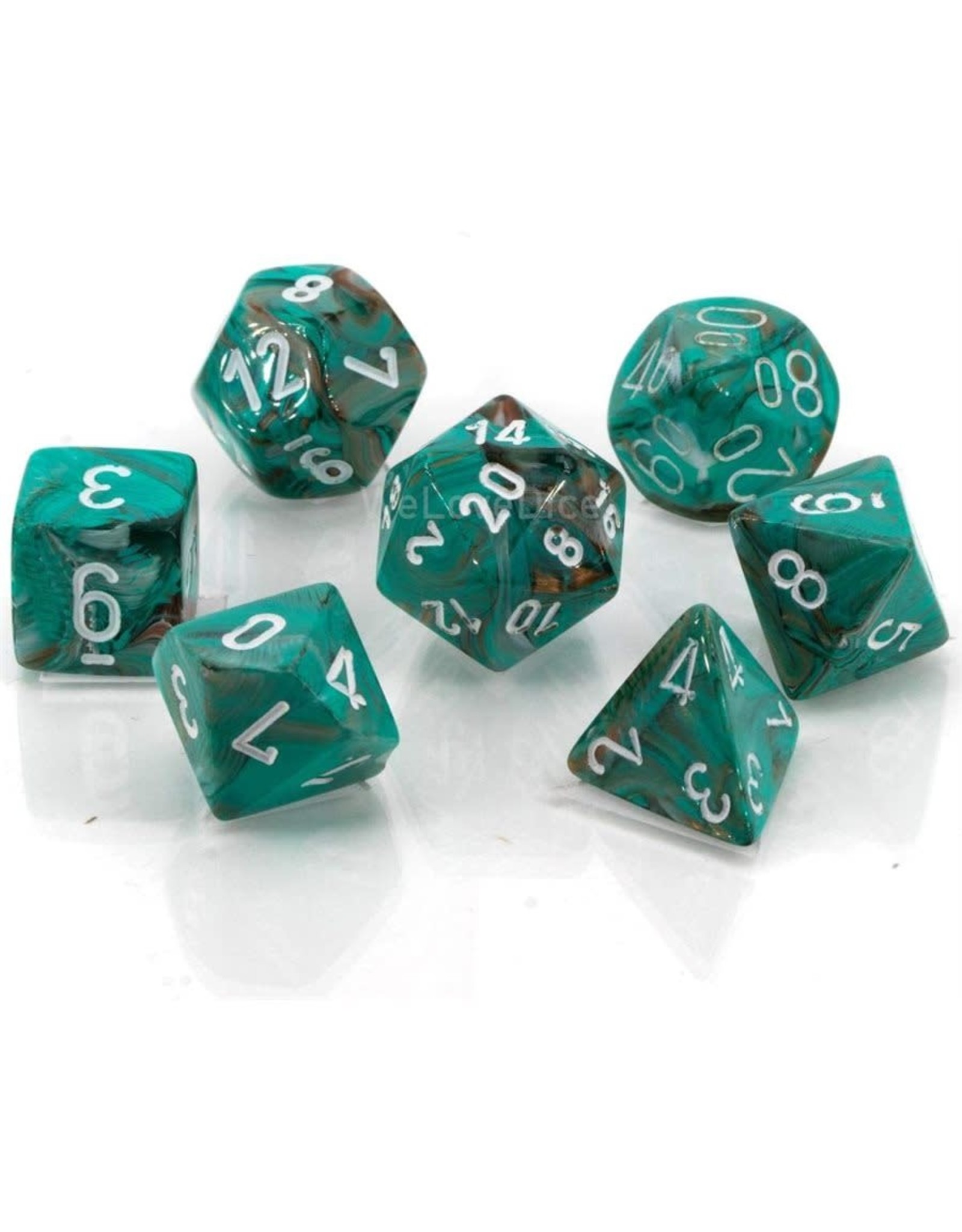 Marble: Mini 7pc Polyhedral Oxi- Copper/White