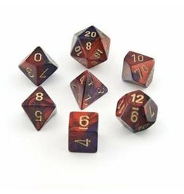 Gemini: Mini 7pc Polyhedral Purple- Red/Gold