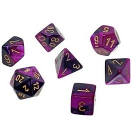 Gemini: Mini 7pc Polyhedral Black- Purple/Gold