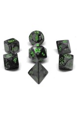 Gemini: Mini 7pc Polyhedral Black- Grey/Green