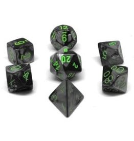 Gemini: Mini 7pc Polyhedral Black- Grey/Green