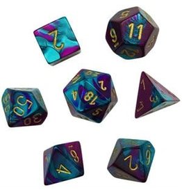 Gemini: Mini 7pc Polyhedral Purple- Teal/Gold