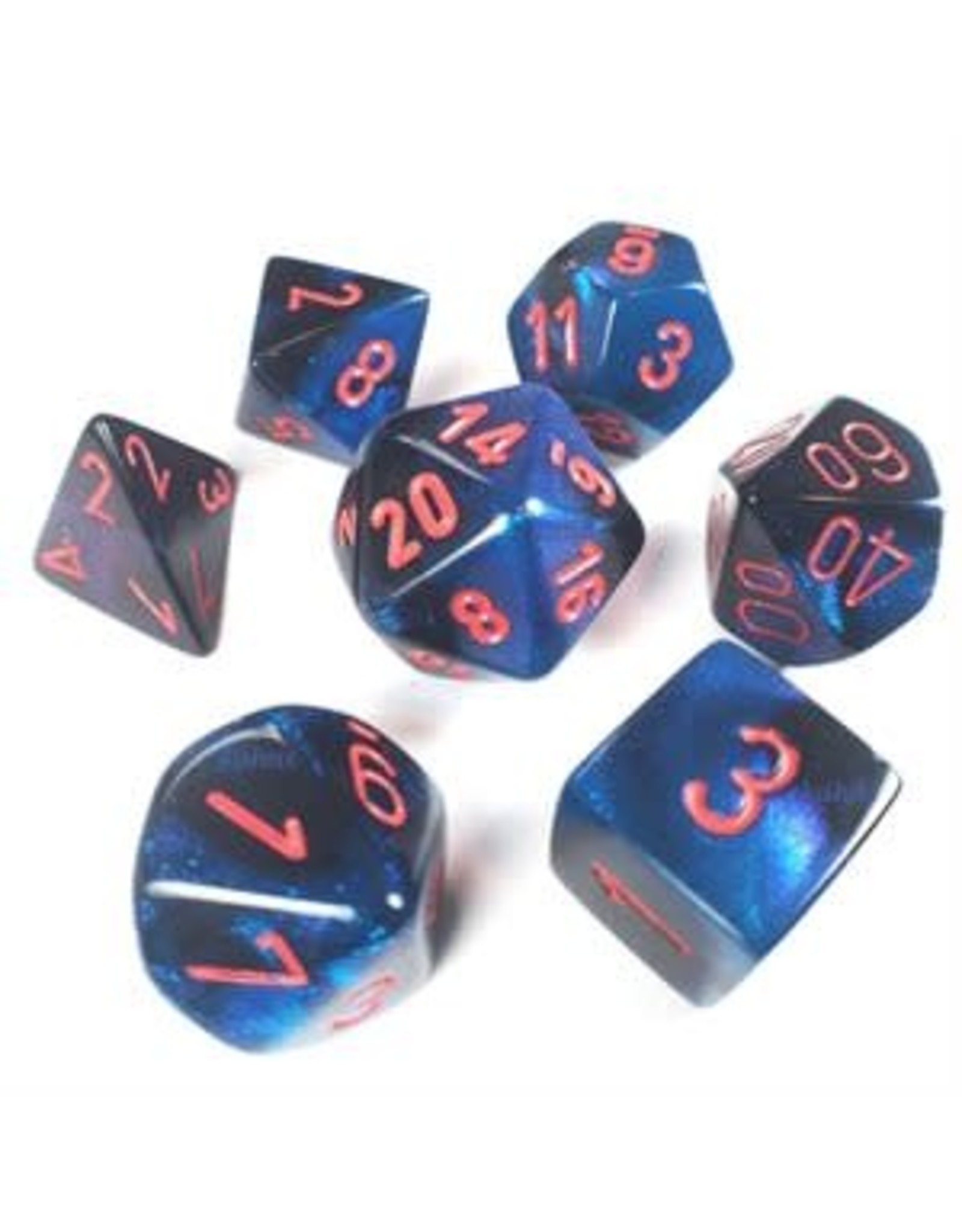 Gemini: Mini 7pc Polyhedral Black- Starlight/Red