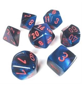 Gemini: Mini 7pc Polyhedral Black- Starlight/Red
