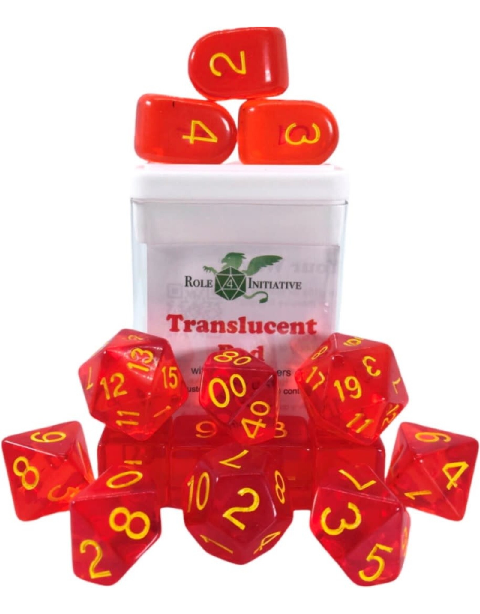 Role 4 Initiative Role 4 Initiative (15pc Set) Translucent Red w/ Yellow Numbers