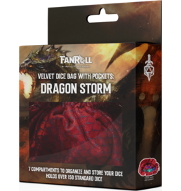 Fanroll Velvet Dice Bag Compartment Dragon Storm Red