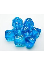 Chessex Lab Dice 7: Translucent: 7pc Tropical Blue/White (With Bonus Die)