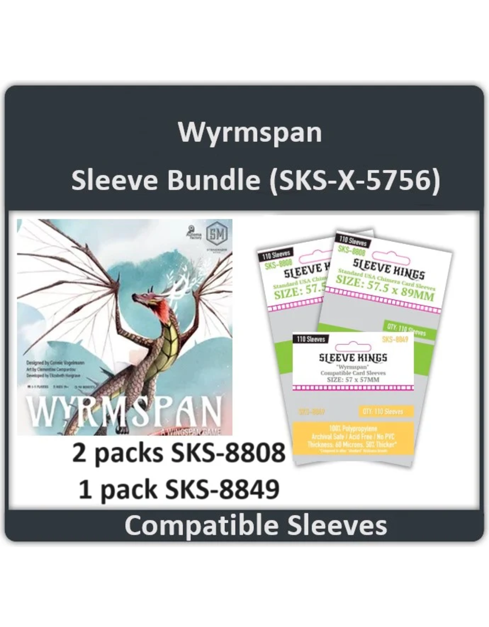 Sleeve Kings Sleeve Kings  Premium Wyrmspan Bundle (2x57.5by89mm and 1x57by57mm)