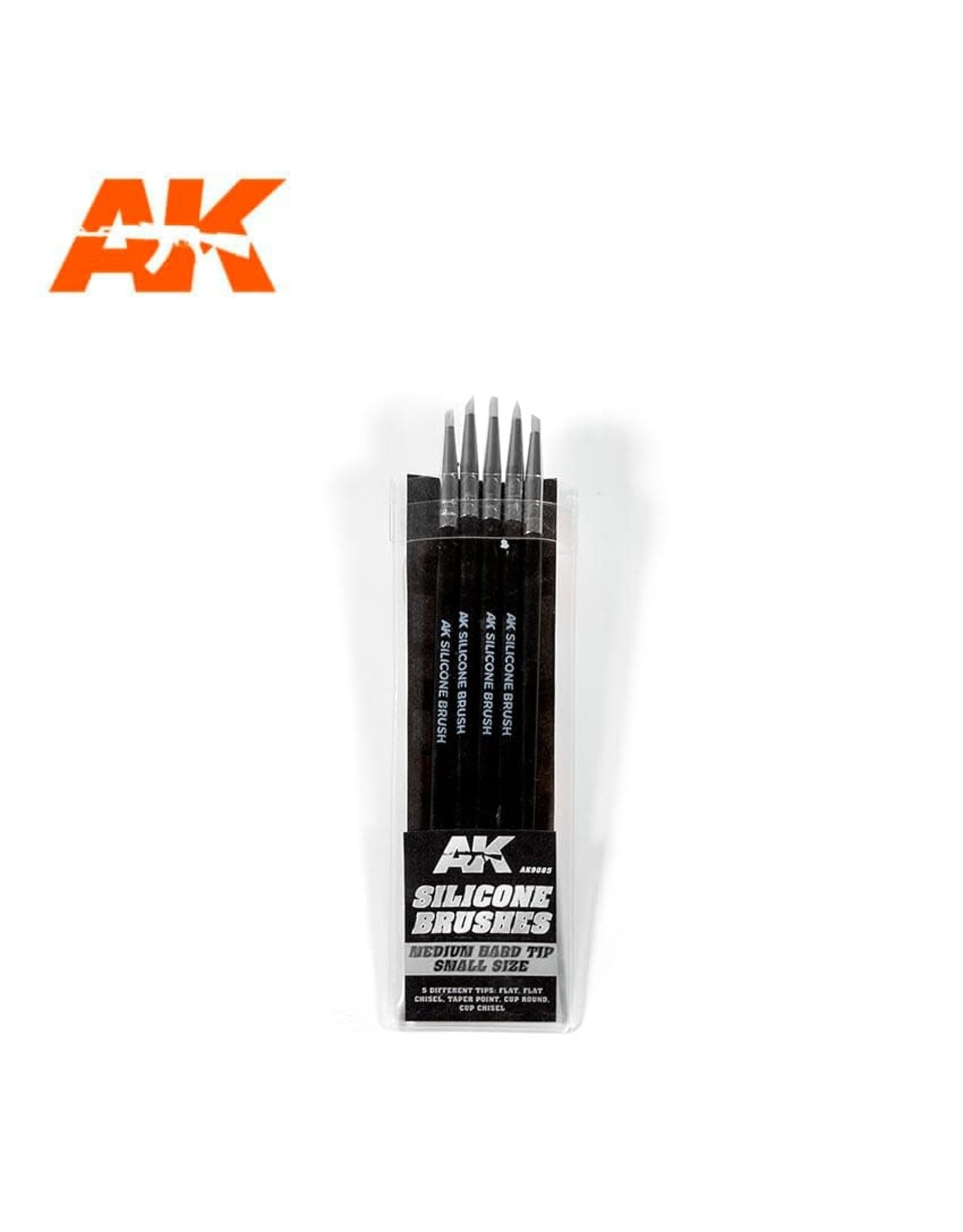 AK Interactive AK Interactive Silicone Brushes Medium Hard Tip, Small - 5Pk