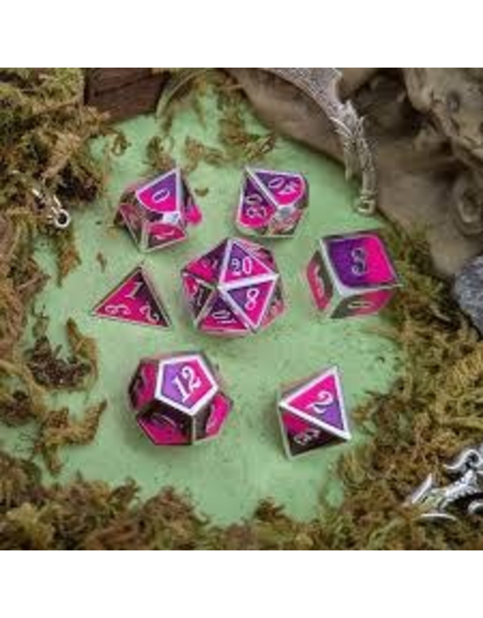 Mystery Dice Goblin Metal Dice Set - Dual Tone Pink/Purple