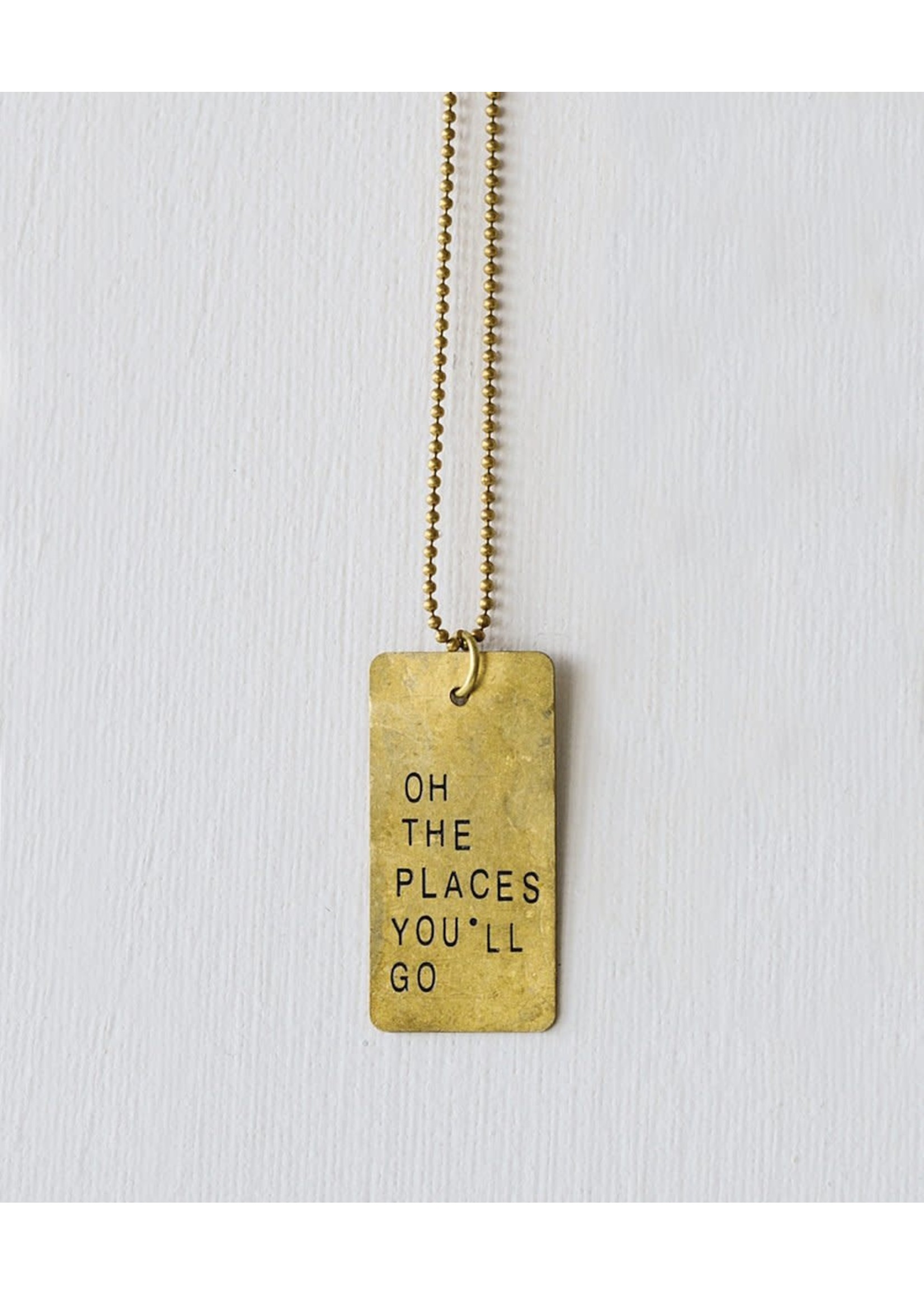 Copper and Metal Snarky Necklace "Oh The Places"
